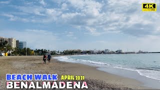 BENALMÁDENA MORNING BEACH WALK TOUR IN APRIL 2021  Malaga Costa Del Sol🌞 Spain 4K [upl. by Karlow]