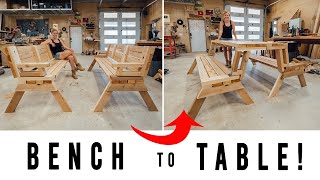 DIY Folding Bench  Turns Into a Table [upl. by Inalaeham996]