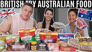 BRITISH try AUSTRALIAN SNACKS amp FOOD for the FIRST TIME [upl. by Sarnoff]