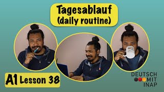 A1 German lesson 38  Tagesablauf  talk about the daily routine  Basic verbs and phrases [upl. by Dickenson]