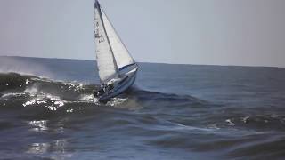 sail boat going out port macquarie bar [upl. by Assirod]