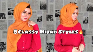 5 classy Hijab Styles [upl. by Anaihk]