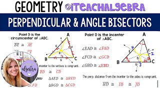 Geometry  Perpendicular Bisectors and Angle Bisectors Circumcenter and Incenter [upl. by Ardnod]