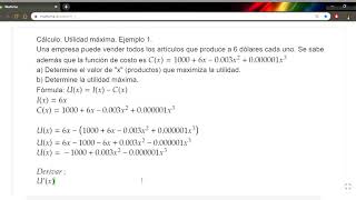 Utilidad máxima  Ejemplo 1 [upl. by Anawat656]