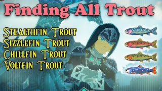 Trout Farming Botw  Stealthfin Trout Voltfin Trout Sizzlefin Trout amp Chillfin Trout [upl. by Eserehc]