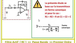 Filtre Actif RC passe BANDE premier ordre [upl. by Gem]