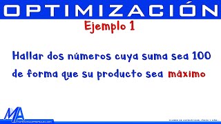 Optimización  Ejemplo 1  Producto máximo [upl. by Airret987]