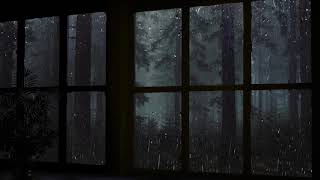 Rain On Window with Thunder Sounds  Rain in Forest at Night  10 Hours [upl. by Joseph]