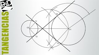 Trazar las rectas tangentes interiores a dos circunferencias Tangencias [upl. by Stu]