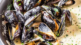 MUSSELS In AMAZING Tarragon CREAM SAUCE [upl. by Cirnek]