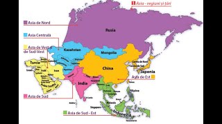 Asia  Harta Politică  lecție de geografie  geografia continentelor [upl. by Coster]