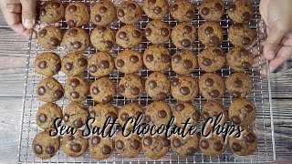 Best Sea Salt Chocolate Chip Cookies  Resepi Biskut Raya Sea Salt Chocolate Chip  Viral Cookies [upl. by Yrrol]