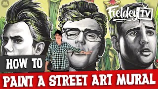 How to paint a street art mural with acrylic inks and brushes [upl. by Ruckman734]